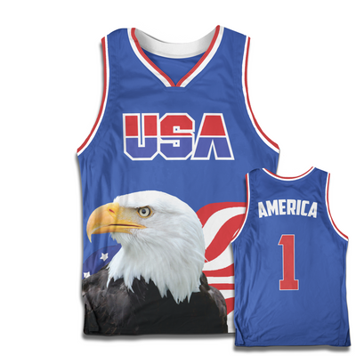 Blue America #1 Basketball Jersey w/ Eagle
