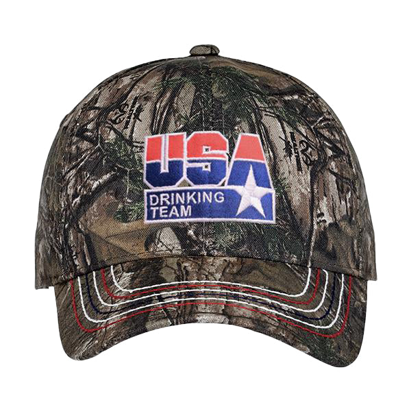 USA Drinking Team Logo Tree Camo Hat