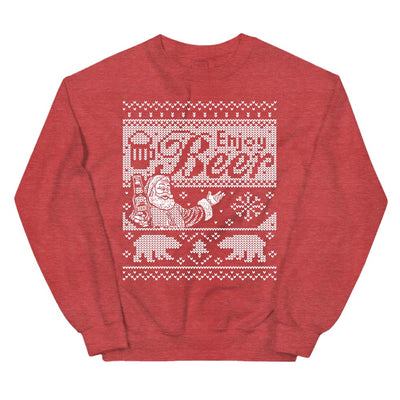Enjoy Beer Ugly Christmas Crewneck Sweatshirt