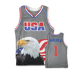 Grey America #1 Basketball Jersey w/ Eagle