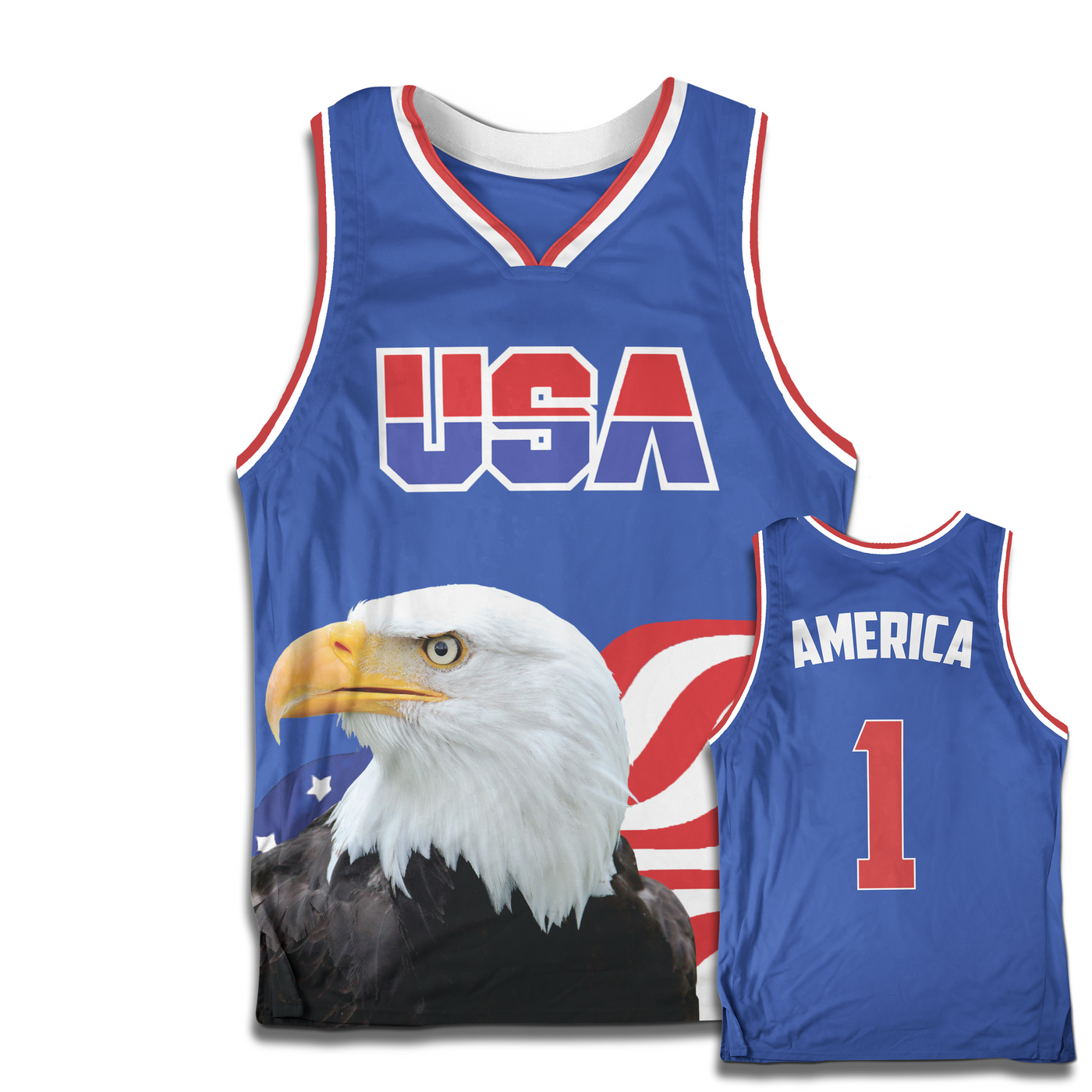 Blue America #1 Basketball Jersey w/ Eagle