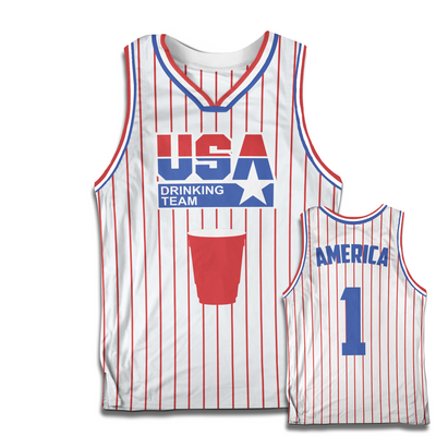 USA Drinking Team Basketball Jersey (White/Pinstripe)