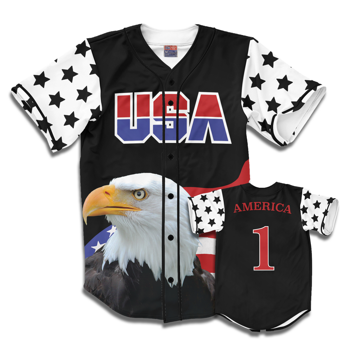 Black America #1 Baseball Jersey w/ Eagle