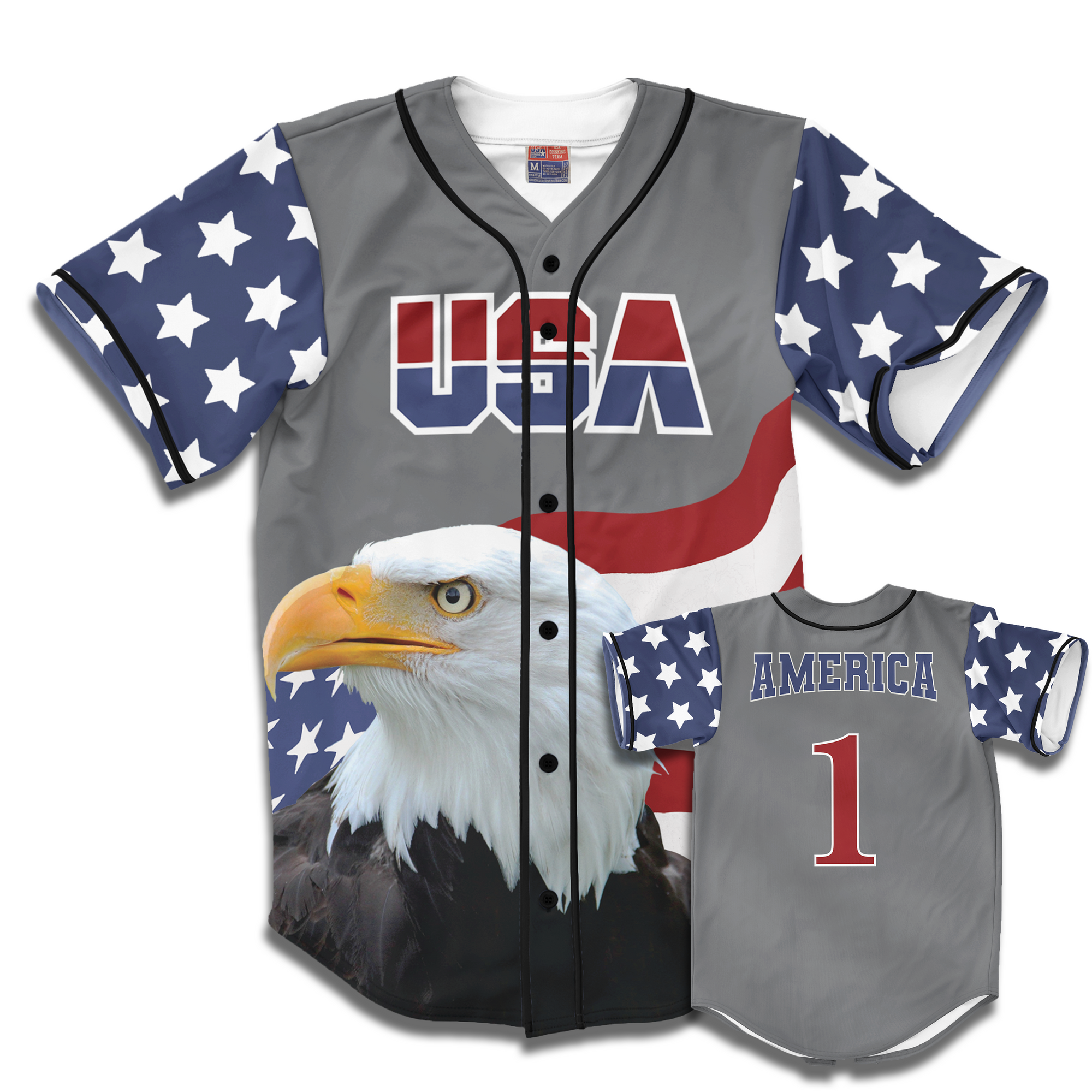 America # 1 Baseball Jersey (Red, White & Blue) - USA Drinking Team