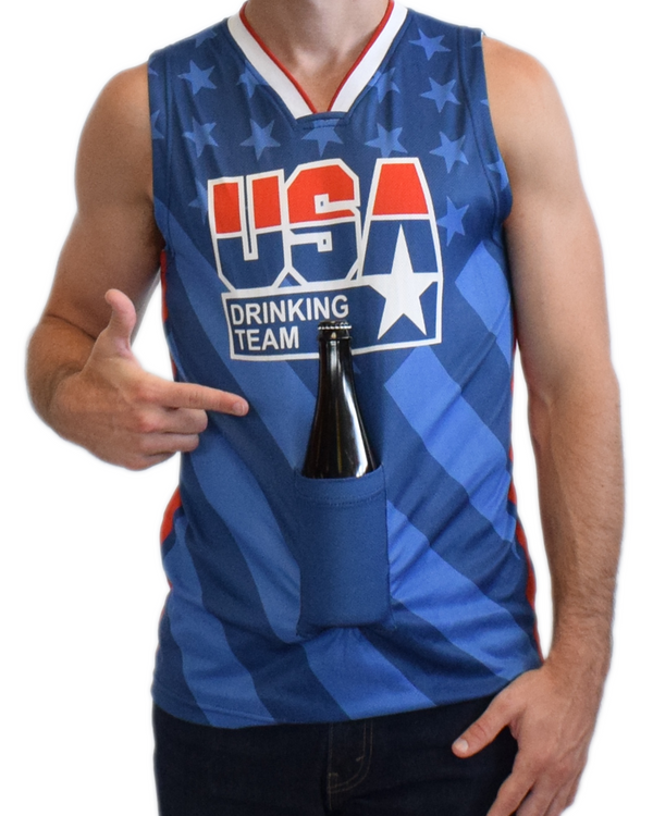 America # 1 Baseball Jersey (Red, White & Blue) - USA Drinking Team