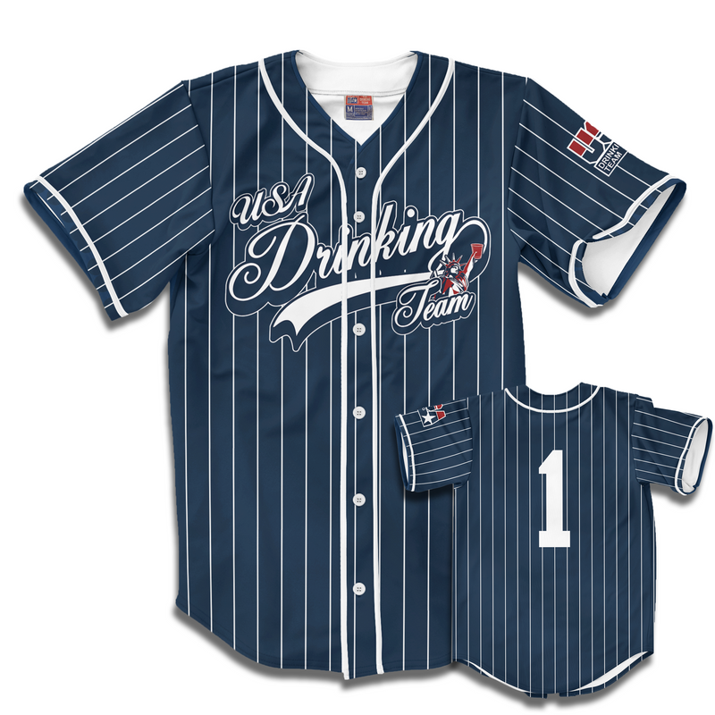 Maillot De Baseball USA Drinking Team – American Eagle #1, Homme XL, Gris