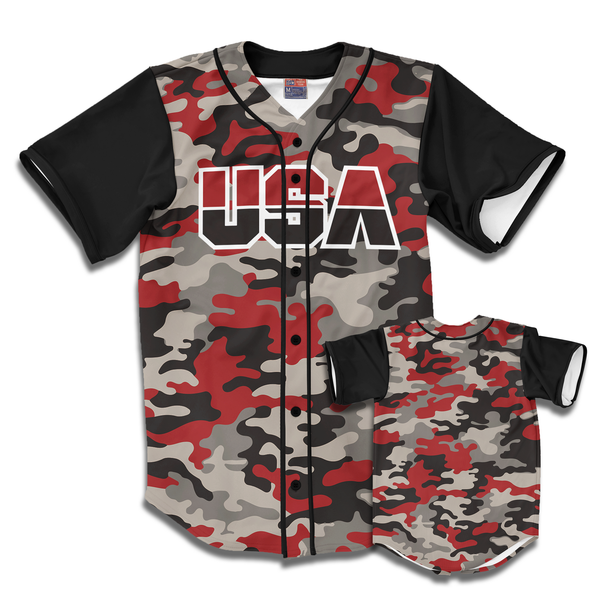USA Baseball Jersey Camo (Red) - USA Drinking Team