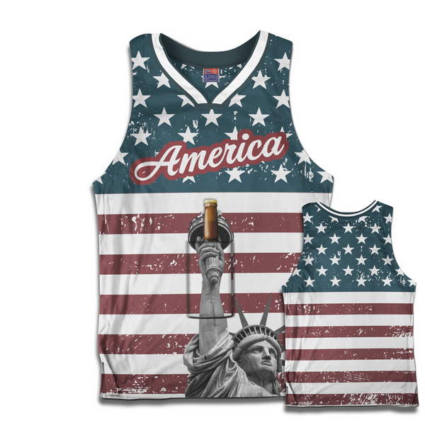 Grey America #1 Baseball Jersey w/ Eagle - USA Drinking Team