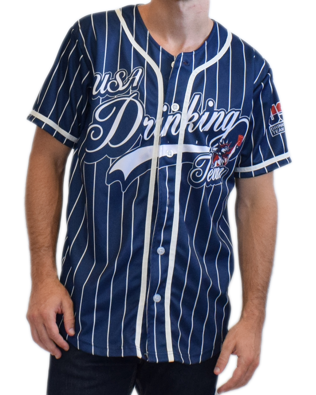 Baseball V-Neck Pullover Jersey w/Pinstripes