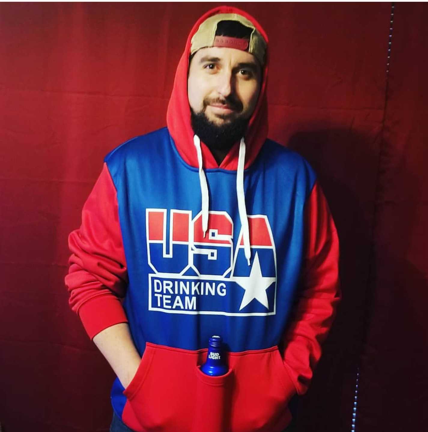 USA Drinking Team Hoodie w/ Beer Holder